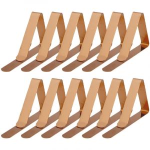 Lot de 12 pinces &agrave; nappe en acier inoxydable r&eacute;glables pour nappes de 3,8 cm d'&eacute;paisseur. Pinces d'angle pour nappes.