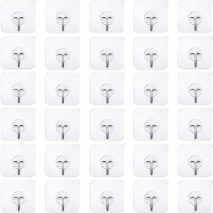 50 pi&egrave;ces crochets adh&eacute;sifs sans per&ccedil;age Crochet sans per&ccedil;age auto-adh&eacute;sif, crochet mural transparent, crochet adh&eacute;sif transparent crochet de porte