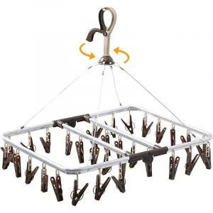 Etendoir Chaussette Cintre &agrave; Chaussettes Pince a Linge S&eacute;choir Chaussettes Aluminium avec 32 Pinces pour sous Vetement Culotte Chapeaux