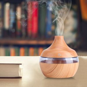 Gistuch Diffuseur D'aromathérapie, 300ML usb led Touch D'huiles Essentielles Humidificateur à Grain de Bois Changement Couleur pour Le Yoga au Bureau