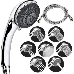 7 Modes Universal Adjustable Shower Head with 150cm Hose,With High Pressure Water Saving Shower Head,Easy Installation,Hydrotherapy,SPA,Bathroom