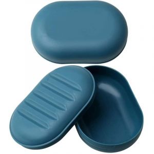 2 pi&egrave;ces porte-savon de voyage, bleu marine conteneur de savon en plastique douche bo&icirc;te &agrave; savon porte-savon avec couvercle pour salle de bain voyage