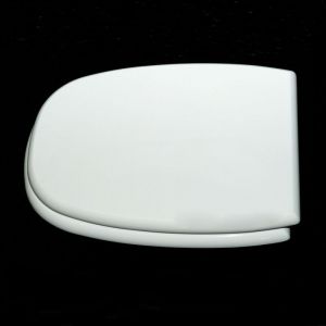 Mod Abattant WC carre' en bois laque' e'poxy et charnie'res en laiton chrome' Abattant WC blanc 35,5x42,7 cm