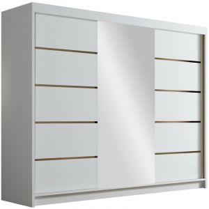 Armoire Closico 184, Blanc, 215x250x58cm, Portes d'armoire: Coulissantes, Nombre d'étagères: 0