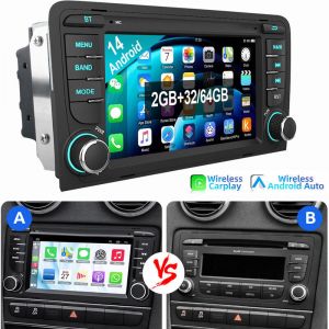 Autoradio Carplay Android 14, BT, RDS, GPS, pour Audi A3 8P (2003-2013), S3 RS3 8V 2+64G