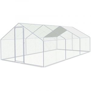 Poulailler ext&eacute;rieur Toit du poulailler, Acier galvanis&eacute; Petit poulailler Enclos ext&eacute;rieur avec protection solaire Cage &agrave; poules, 3 x 6 x 2 m