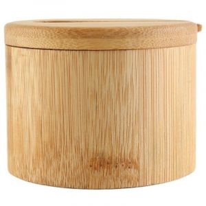 Lot de 2 bo&icirc;tes &agrave; sel rondes en bambou pour sel et &eacute;pices avec couvercle pivotant magn&eacute;tique et 2 cuill&egrave;res, r&eacute;cipient &agrave; poivre et &eacute;pices, pot &agrave;