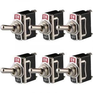 Interrupteur à Bascule 12V-24V-48V-110V/10A, 220V-230V/6A, spst on/off 2 Positions 2 Broches, pour Voiture Tableau de Bord Lumière (Pack de 6, Noir)