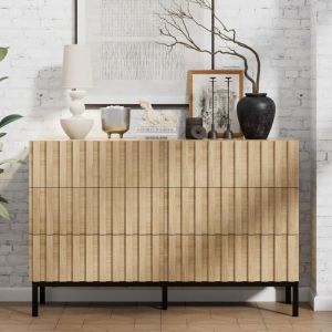 UEV - Commode à 6 tiroirs 100cm, Commode Étroite, Grand Espace de Rangement, Armoire avec Plafond Spacieux, pour Salon, Chambre à Coucher, Pieds