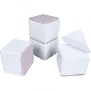 Lot de 4 rehausseurs de meubles en acier carbone de 5 cm, rehausseurs de lit de 6 cm, rehausseurs de meubles (carr&eacute;s blancs)