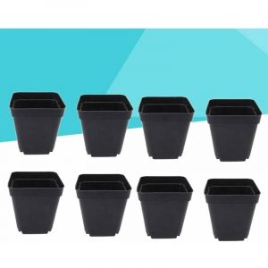 Godet pour Semis Noir 50Pcs - Carr&eacute; Pots de Plantes en Plastique-Petit Pot de Fleur Interieur Exterieur (Noir/ 6x6x6.5cm)-LIAIKI