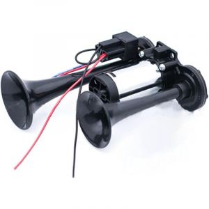 Klaxon double 600 dB, super puissant, avec compresseur, pour voiture, moto, camion et train 12 V (noir)