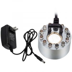 Brumisateur ultrasonique avec 12 LED color&eacute;es (20 mm), machine &agrave; brouillard 24 V pour fontaines et bassins, brumisateur ultrasonique pour aquariums