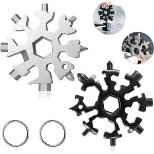 Outil Multifonction Flocon de Neige 18 en 1. 2 Pcs Cl&eacute; &agrave; Flocon de Neige En Acier Inoxydable.Mini Tournevis Passe-partout en acier inoxydable.