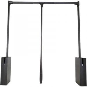 Elevateur Barre de Penderie Escamotable Tringle Relevable, Rabattable pour Armoire Barre porte-manteau Réglable pour Placard (Noir - 830-1150mm)
