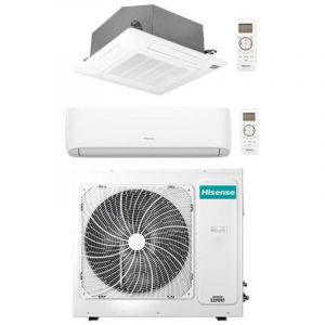 Climatiseur Hisense Hi Comfort + Cassette 4 voies R32 Dual Split Inverter 9000 + 12000 BTU avec U.E. 3AMW62U4RJC NOUVEAU Classe A++/A+