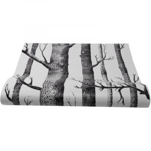 Papier Peint Arbre de Bouleau Blanc Noir pour Chambre &agrave; Coucher Design Moderne Salon Rouleau Bois For&ecirc;T Rustique