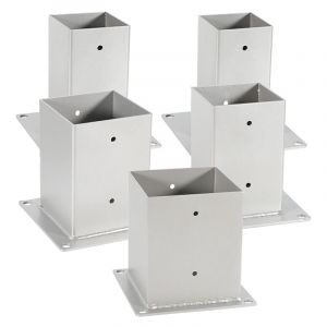 4x Pied de poteau carré Support carré à boulonner Pied à fixer pour poteau Poteaux De Clôture 80x80mm - Swanew
