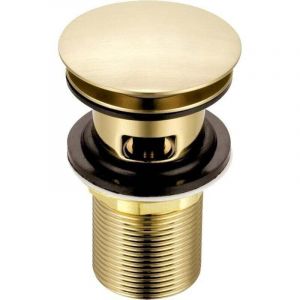 Bouchon d'&eacute;vier &agrave; fente en or bross&eacute; Bonde de lavabo escamotable en laiton en forme de champignon pour lavabos de salle de bain &agrave; d&eacute;bordement