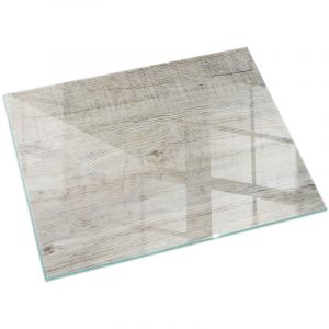 Plaque en verre tremp&eacute; sous chemin&eacute;e et po&ecirc;le protection sol parquet Texture bois clair 120x80 cm