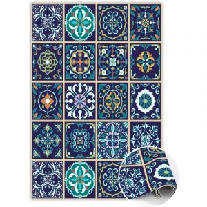 Tulup - Tapis Vinyl pvc Antid&eacute;rapant pour Chambre et Cuisine - Carreaux portugais - 80x120 cm