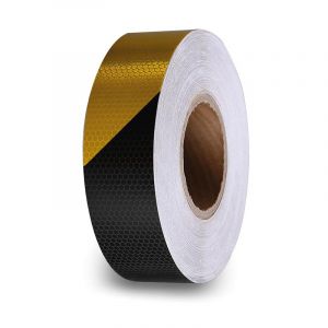Perel - adhésif réfléchissant en nid d'abeille 5cm x 5m - noir/jaune