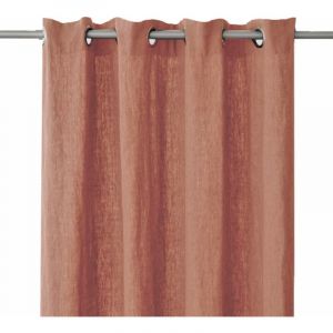 Terre De Nuit - Rideau à œillets en lin lavé rose 140x250