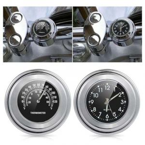2 pcs (Durée de la surface noire + Température de la surface noire) Montre De Moto Horloge Thermomètre Moto 22-25MM Montage sur Guidon Cadran Horloge