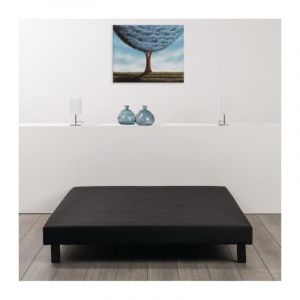 Sommier tapissier a lattes 160 x 200 - Bois massif noir + pieds - finlandek Rakenne
