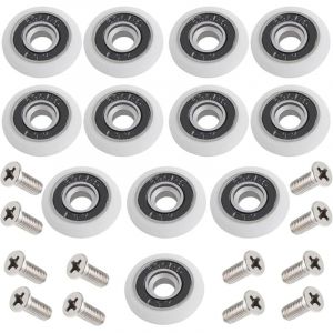 CCYKXA Roulettes pour porte de douche, lot de 12, 23 mm, pour portes de douche coulissantes. Roulettes avec vis pour portes de douche coulissantes.