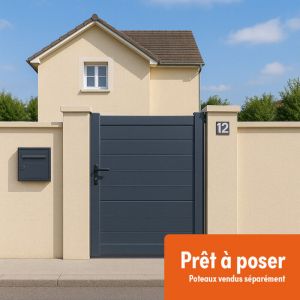 Gardenode - Portillon Aluminium Plein - Largeur 1m - Hauteur 1m60 – Gris anthracite - Prêt à poser
