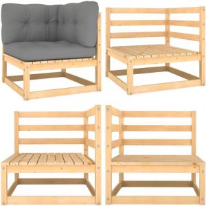 Vidaxl - Canapé d'angle de jardin avec coussins gris Bois de pin massif - Canapé D'angle - Mobilier De Jardin - Salon De Jardin - Canapé En Bois