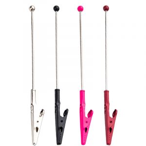 Pince crocodile multicolore en fil m&eacute;tallique, pince m&eacute;mo en m&eacute;tal, pince crocodile &agrave; longue queue, pince photo, pince &agrave; cartes, accessoire de bureau