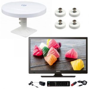 Pack ANTARION TV LED 18.5" 47cm Téléviseur HD 12V + Antenne TNT Camping Car + 4 Aimants