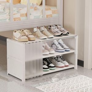 Banc &agrave; chaussures, range-chaussures &agrave; 3 niveaux pour rangement sous le lit dans l'entr&eacute;e, &eacute;tag&egrave;re &agrave; chaussures, &eacute;tag&egrave;res &agrave; chaussures autoportantes,