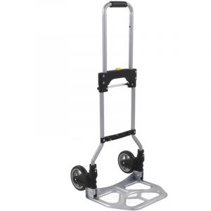 Rosvola - Chariot diable pliable leger telescopique charge 70kg en aluminium argent-noir avec 2 Roues pour Le Transport, Réglage Intelligent en 2