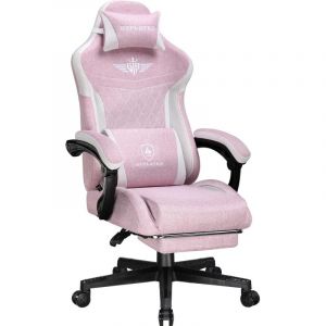 Gtplayer - Chaise de gaming ergonomique en cuir synthétique avec support lombaire - Chaise pc avec dossier élargi - Charge maximale : 150 kg - Rose