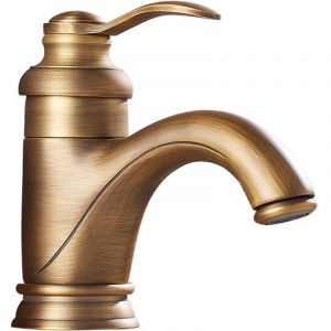 Gotrays - Robinet en laiton mitigeur de lavabo salle de bain antique robinet d'eau chaude et froide mitigeur mont&eacute; sur le pont mitigeur d'&eacute;vier de