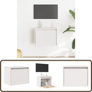 Armoire murale Blanc 45x30x35 cm Bois de pin massif - Étagère Murale - Bibliothèque Murale - Rangement Mural - Armoire Suspendue - Meuble Tv Mural