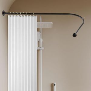 Rail de rideau de douche, barre d'angle de rideau de douche r&eacute;glable, barre de douche pour salle de bains Baignoire