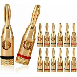 12pcs Fiches Bananes,Premium 24K Connecteur Plaqu&eacute; Or pour HiFi Haut-Parleur,C&acirc;ble Enceinte,Home Cinema,Speaker Cable