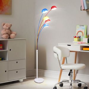 RL - Lampadaire coloré Lampe de chambre d'enfant debout Lampadaire salon, métal blanc, interrupteur à bascule, 5x E14 douilles, h 210 cm