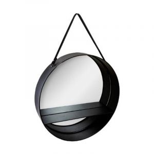 Miroir &Eacute;tag&egrave;re en M&eacute;tal 'Belt' 55cm Noir