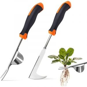 2 Pi&egrave;ces D&eacute;sherbeur Manuel Acier Inoxydable Arrache Mauvaise Herbe，Arrache Pissenlit Couteau D&eacute;sherbeur D&eacute;sherbeurs Manuels Tire Racine Outils