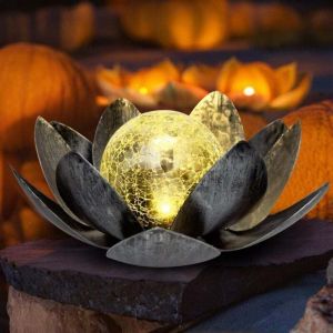 lampes solaires de jardin, Fleur de lotus lanterne solaire, D&eacute;coration de jardin lotus solaire Deco, Jardin Exterieur Lumi&egrave;re, Lampe Solaire
