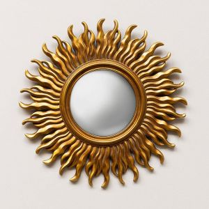 Miroir enflammé convexe résine doré 35cm