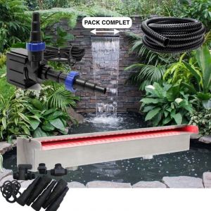 Le Poisson Qui Jardine - Pack Complet Cascade - Lame D'Eau 150 cm Inox + led , Pompe, Tuyau, Connecteurs Bassins de jardin et piscines