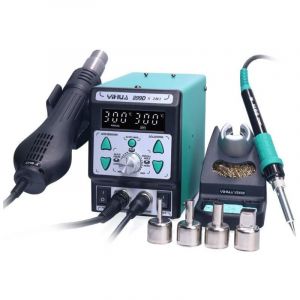 899D II Kit Station de soudage à air chaud 2-IN-1 Fer à souder 110W avec écran LCD, compteur de puissance, canaux préréglés, mode veille, conversion
