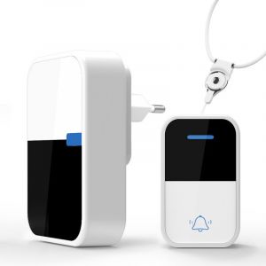 Sonnette sans fil auto-aliment&eacute;e, sans pile, &eacute;tanche, avec bouton-poussoir, 38 sonneries, r&eacute;ception d'appels, t&eacute;l&eacute;commande sans fil, sonnette