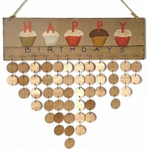 Calendrier en bois,Famille Calendrier en bois,Pour la d&eacute;coration de maison, plaque de rappel de f&ecirc;te d'anniversaire